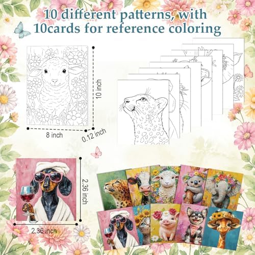 Ctosree 72 Pcs Flower Animal Paint and Sip Kit for Adults 8'' x 10'' Pre Drawn Canvas for Painting DIY Pre Printed Canvas for Party Favor Acrylic Painting Kit Wood Easel Brushes Date Night Bulk - Image 3