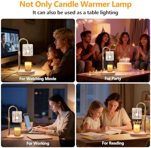 Candle Warmer Lamp with Timer and Dimmer 4-Level Dimmable Flower Light Heat Lamp for Jar Candles Adjustable Height Modern Cute Home Decor for Living Room Bedroom (Gradient-Square) - Image 6