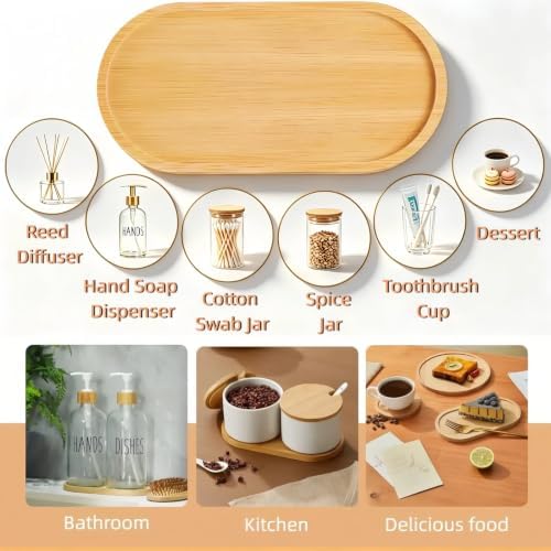 Bamboo Tray 2-Pack - Bathroom Tray for Bathroom, Bamboo Vanity Tray, Natural Wood Vanity Decor (6.88" x 3.46") - Image 3