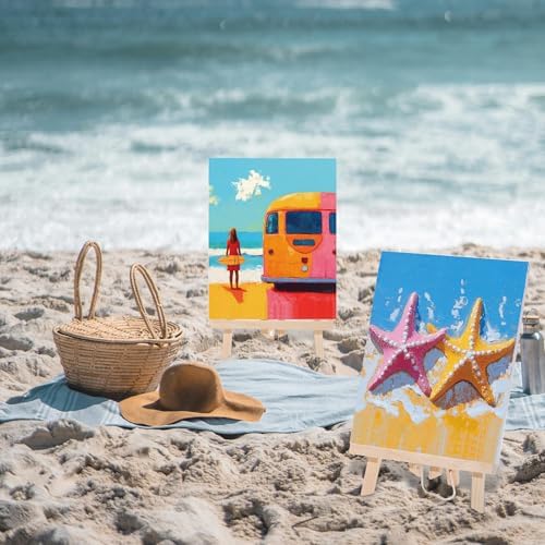 Dinifee 6 Pack Pre Drawn Canvas 8x10 Paint Kit for Adults, Summer Hawaii - Image 5