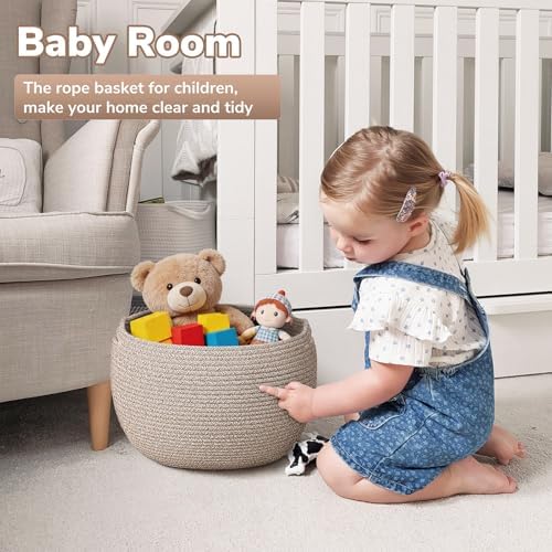 Goodpick Large Toy Storage Basket for Kids, Round, 15.7" x 10.5", Jute - Image 2