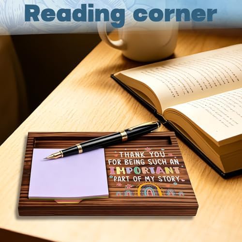 FOUGSTA Thank You for Being Part of My Story Wooden Note Pen Holder, Gratitude Keepsake Gift for Friend, Thank You Desk Decor for Partner, Office Desktop Accessory Gift, 16.5×12×1.5 cm, XXN77 - Image 5