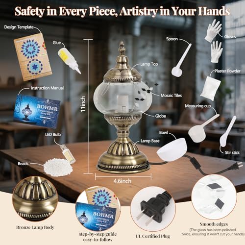 DIY Turkish Mosaic Lamp Kit for Adults & Teens, 5.2" Shade, White - Image 6