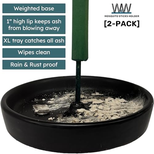 W4W Mosquito Stick Holder – Ceramic Holder for Incense & Mosquito Sticks – for Outdoor & Indoor use, Pool Side, Patio, Deck, Camping, Hiking, etc... (Includes Set of 2 Holders) - Image 2