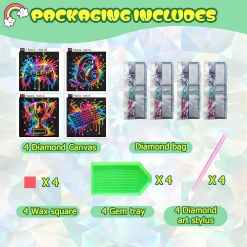 ICYANART 4 Pack Egame Diamond Art Painting Kits for Kids 6x6 Inch - Image 4