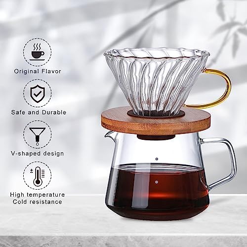 Gute Glass Pour Over Coffee Dripper 1-4 Cups with Bamboo Stand & Handle - Image 5