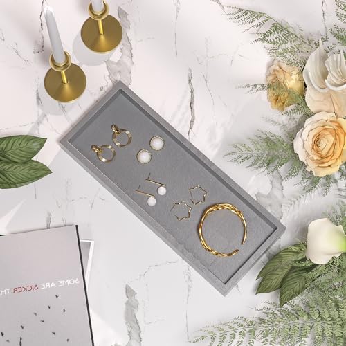 ZHWS Bathroom Vanity Tray for Toilet Tank, Perfume, Jewelry, Candle, Makeup, Decorative Tray, Kitchen Tray Counter Organizer for Soap Dispenser, Coffee Table Silver 11.3”L x 4.4”W x 1.14”H - Image 4