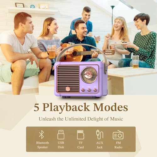 PRUNUS J-999 Retro Bluetooth Speaker,Vintage Decor Mini Wireless Speaker - Image 4