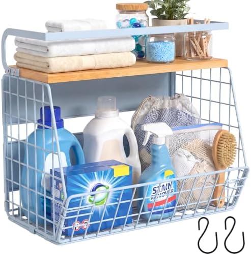Magnetic Shelf for Fridge with Wood Lid, Fruit Potato and Onion Storage Bins, Pantry Organizers & Storage, Large Container Magnetic Spice Rack for Refrigerator, Kitchen Counter, Cabinet (Blue, 1) by Ofiray-home