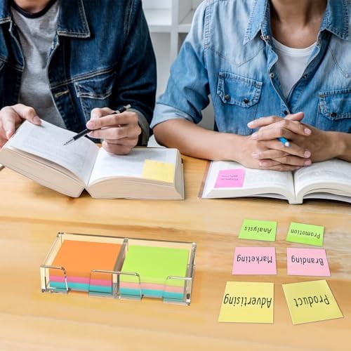 BEEGO Sticky Note Organizer - 3x3 in 2IN1 Crystal Clear Acrylic Notepad Holder Acrylic Sticky Note Dispenser Cute Memo Holder (NO Pads) for Dorm Room Office Desk Organization - Image 3