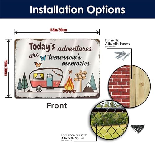 Camper Wall Decor Camping Signs Happy Camper Decor Today's Adventures Are Tomorrow's Memories Sign Camper Happy Campers Gifts Metal Signs Campsite Decorations - Image 3