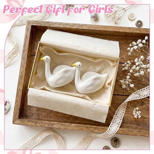 2 Pcs Silly Goose Jewelry Tray Trinket Dishes Ceramic Ring Holder Small Trinket Bowl Cute Decorative Silly Goose Room Decor Vanity Accessories for Rings Earrings Necklaces Watch Keys - Image 3