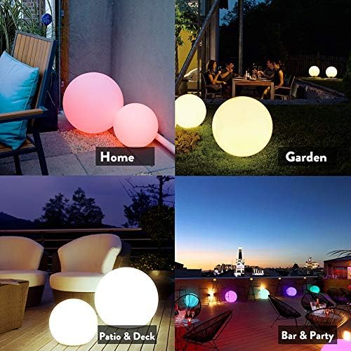 Mr.Go 14-inch LED Ball Light, Cordless Rechargeable Globe Lamp w/Remote - Image 5