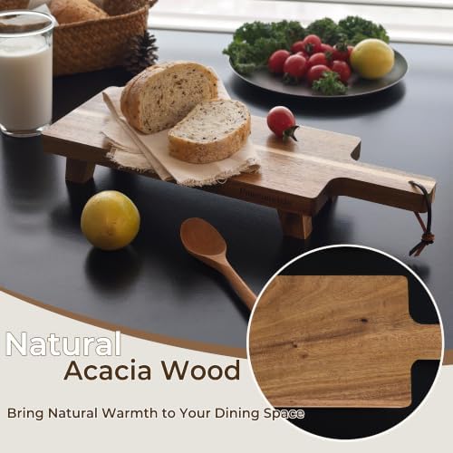Acacia Wood Decorative Tray, Minimalist Design, Raised Legs - Image 2
