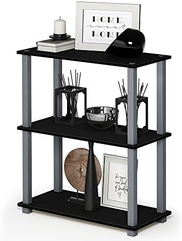 Furinno TURN-S-TUBE Storage Shelves, 3-Tier Book Shelf, Corner Shelf, Toolless Open Shelves, for Organization and Storage, Living Room, Garage, Home Office, Black by Furinno-FitsYourSpaceFitsYourBudget