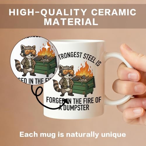Strongest Steel Forged in a Dumpster 11oz Raccoon Lover Ceramic Mug - Image 3