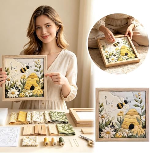 Kinusaiga Fabric Art Kit | DIY 3D Bee Hive Fabric Poke Art Kit for Adults - Image 4