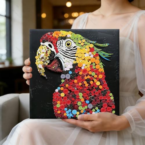 Framed Button Art Kit 11.8" DIY Mosaic Craft for Adults(Parrot) - Image 6
