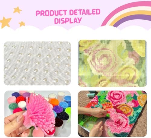 MeoobkCraft Blush of Roses for Latch Hook Kits for Adults Beginners Rose Flower Pre-Printed Latch Hook Rug Kits Embroidery Cross-Stitch for Home Home Decoration 20.47 x 14.96in - Image 5