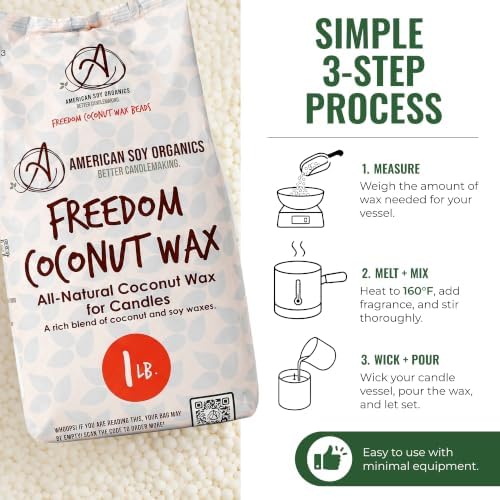 American Soy Organics Freedom Coconut Soy Wax Beads, Candle Wax, 1 lb - Image 4