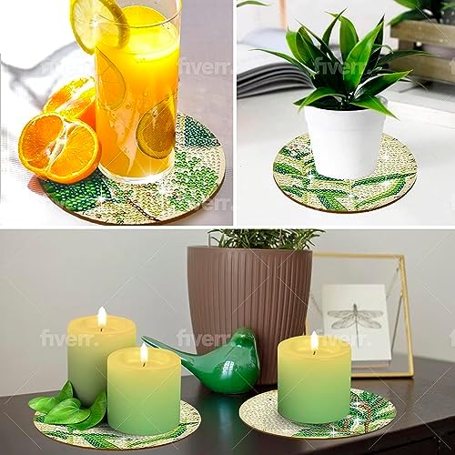 8 Pcs Diamond Painting Coasters | Leaves Diamond Art Coasters | Perfect Art Craft Gift for Leaves Lover, Dad, Mom, Grandparents, Brother, Sister - Image 5