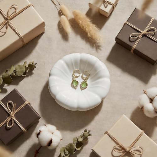 Ceramic Jewelry Tray Dish,Nightstand Ring Holder Dish& Bathroom Jewlery Plate Bowl,Small Trinket Dish Tray for Friends, Mother, Sister (White-A) - Image 2