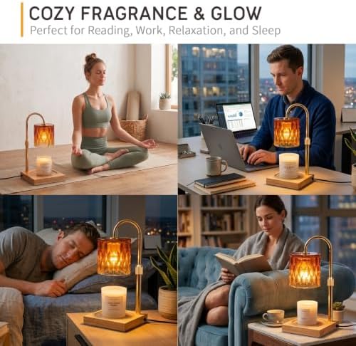 TOACSUCP Candle Warmer Lamp with 3 Bulbs, Adjustable Height Dimmable Candle Warmer with Timer, Compatible with Large Jar Candles, Candle Lamp with Charming Gift Box Ribbon for Her/Him (Amber Orange) - Image 4