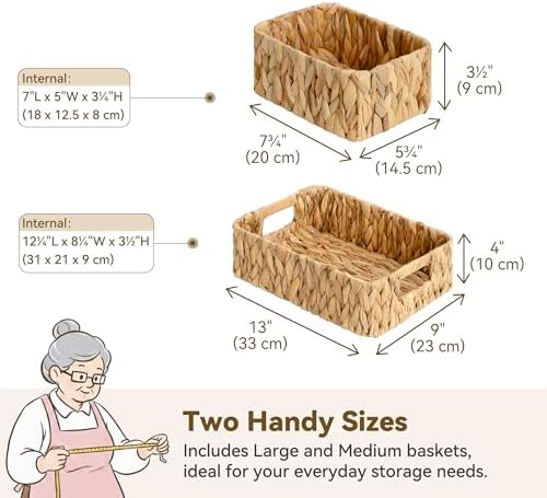 GRANNY SAYS Small Wicker Baskets for Shelves, Water Hyacinth Storage Basket - Image 2