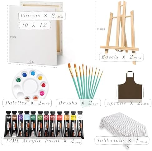 2-Pack 10''x12'' Sip and Paint Kit for Adults (with Easel), Date Night Painting Kits for Adults, Couples, Beginners, and Painting Parties | Ideal for Art Lovers and Creative Fun - Image 6