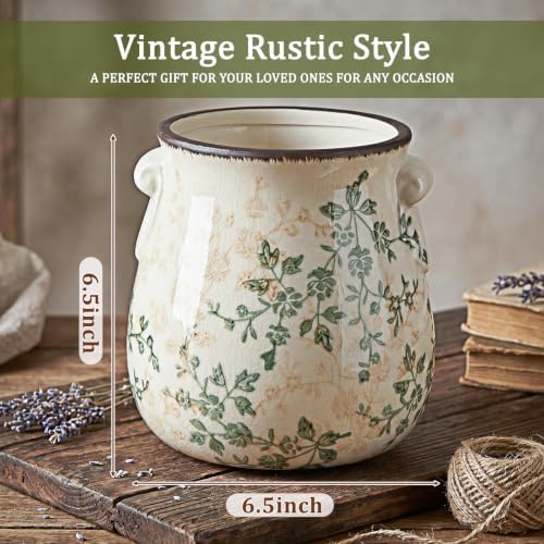 Ceramic Scroll Planter 6.5 Inch, Greenish Brown - Image 2
