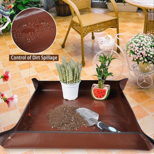 27"x 27" Repotting Mat for Indoor Plant Transplanting and Mess Control Foldable Waterproof Potting Tray-Easy to Clean Gardening Gifts for Plant Lovers - Image 3