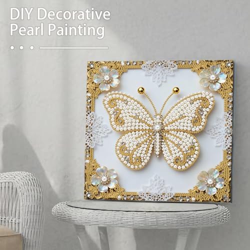 Pearl Art Kits Painting for Adults, DIY Mindfulness Therapy with Framed Canvas and Tools, Beginner Wall Decor-Butterfly - Image 3