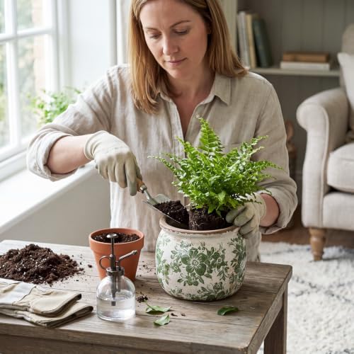 Vintage Planter for Indoor Plants, Ceramic Pot with Drainage Hole - Image 6