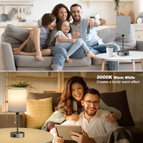 Small Bedside Table Lamp for Bedroom, Desk Lamp with USB Ports for Dorm - Image 5