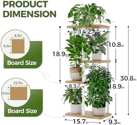 Bamworld Plant Stand 4 Tier Corner Metal Shelf White - Image 4