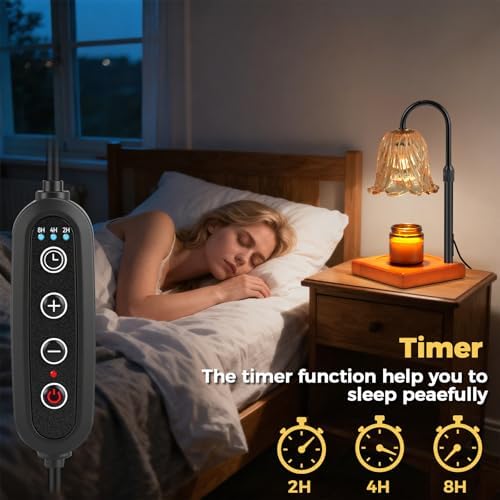 GODONLIF Flower Candle Warmer Lamp with Timer, Black Electric Candle Lamp - Image 4
