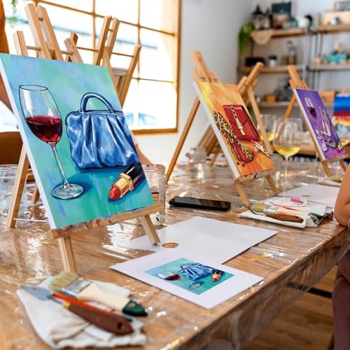 VOCHIC 4 Pack Sip and Paint Kit for Adults,Pre Drawn Canvas for Painting Party Supplies Girls Night Games Couples Paint Art Set Fashion Accessories 8x10 in - Image 3