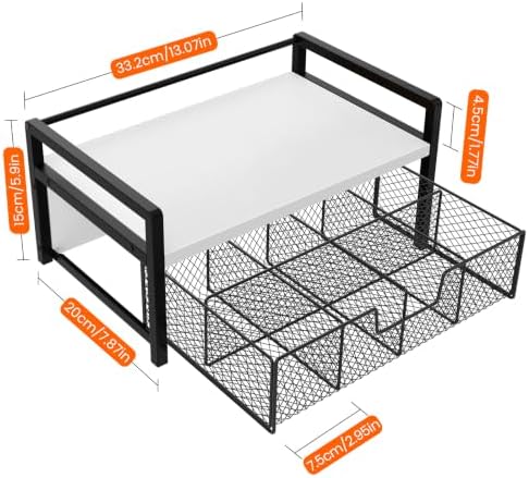 Homode Tea Bag Organizer, Wood Tea Bag Holder with Storage Drawer, white - Image 3