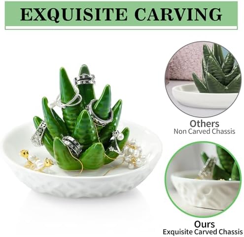 OSOPOLA Ceramic Aloe Jewelry Tray Ring Holder Dish Key Tray - Image 3