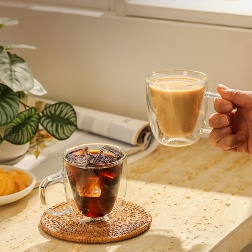 Sweese 5oz Double Wall Glass Espresso Cups Set of 2, Espresso Shot Cups Perfect for Cappuccino, Latte, Tea - Image 6