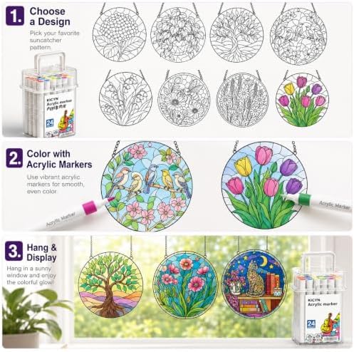 RGBMIX 36PCS DIY Flower Suncatcher Window Craft Kit for Adults - Image 4
