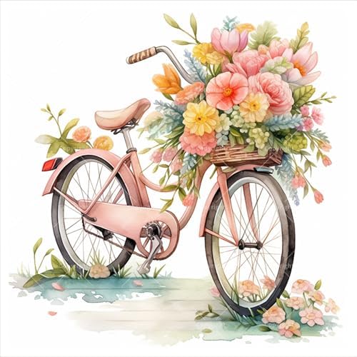 TAOPAOLAB Vintage Bicycle Digital Painting Kit for Adults - DIY Pastel Floral Basket Scene Oil Painting on Canvas 7.87x7.87In, Framed Acrylic Paint Kit, Good for Beginners, Home Decor or Gift Artwork by Unknown