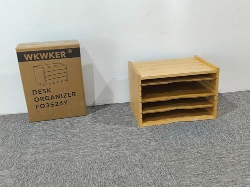 WKWKER File Organizer with 3 Adjustable Shelves Bamboo Document Letter Tray Paper File Sorter for Desktop Office Home Study Workstation Desk Storage Rack (Natural) (Pack of 2) - Image 5