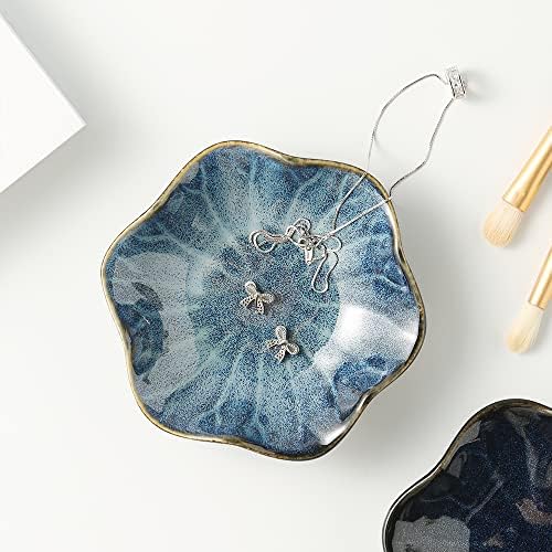 Mecaikru Ceramic Ring Dish, Flower Jewelry Tray with Kiln Glaze Finish - Image 4