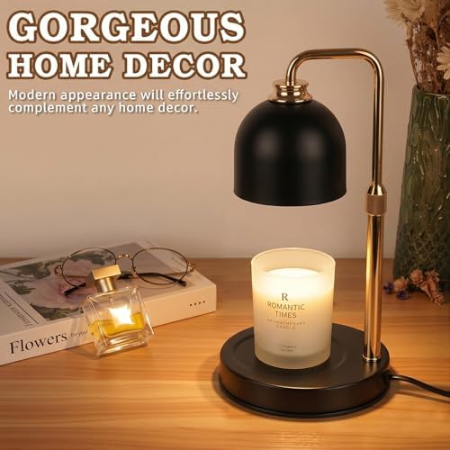 Funistree Candle Warmer Lamp with Timer Dimmer, Adjustable Height Christmas Birthday Gifts for Women Mom, Modern Vintage Black Candle Warmer, Vintage Home Decor for Scented Jar with 2 Bulbs - Image 2