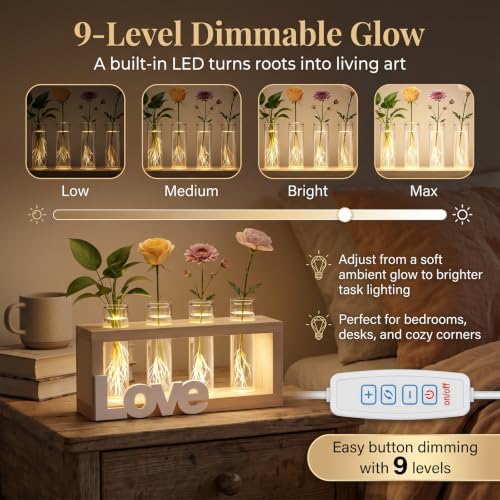 LED Plant Propagation Station 4 Glass Tubes for Hydroponic Cuttings - Image 2