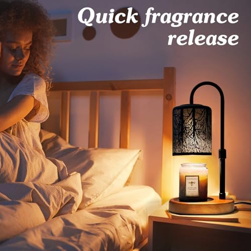 Candles Warmer with Timer and Dimmer, Adjustable Height Candle Melter, Electric Wax Warmer Vintage Home Decor for Jar Candles,2 Bulbs，Black - Image 5