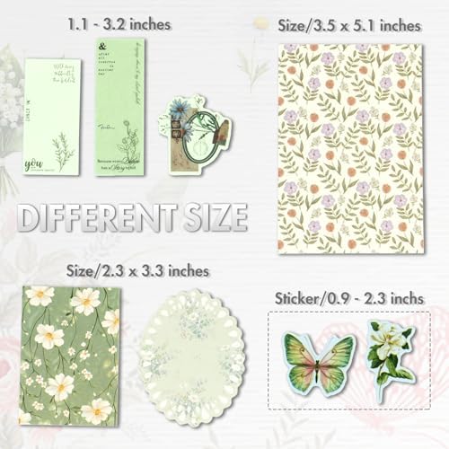 OKUPAN Scrapbook Supplies Kit – 100Pcs Vintage Floral Scrapbook Paper & Junk Journal Stickers, Journaling Supplies for Bullet Journaling, Retro Crafts, Mixed Media, Planner, Collage Card Album (Blue) - Image 3