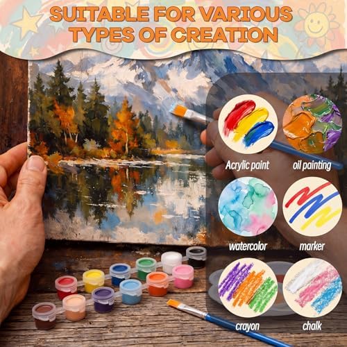Engrowtic 160 Pcs 20 Set Paint and Sip Kit for Adult Include Blank Mini Canvas Boards Wooden Easels Painting Strips Brushes Palettes Disposable Aprons for Party Paint and Sip Date Night Kits - Image 4