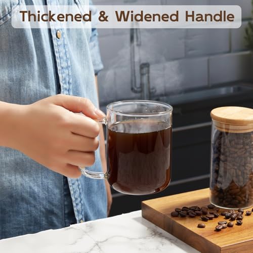 Glass Coffee Mugs, 12 oz iced coffee cups, Clear Tea Cups Set of 2, Glass Mugs with Handles, Glass Cups for Latte, Cappuccino, and Tea - Image 6